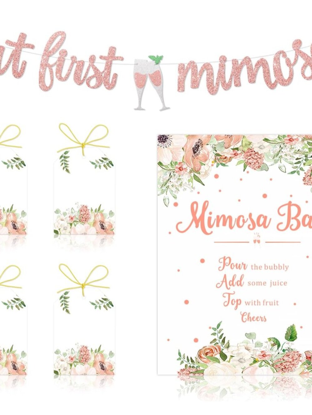 Mimosa Bar Sign But First Mimosas Banner Boho Floral Decor